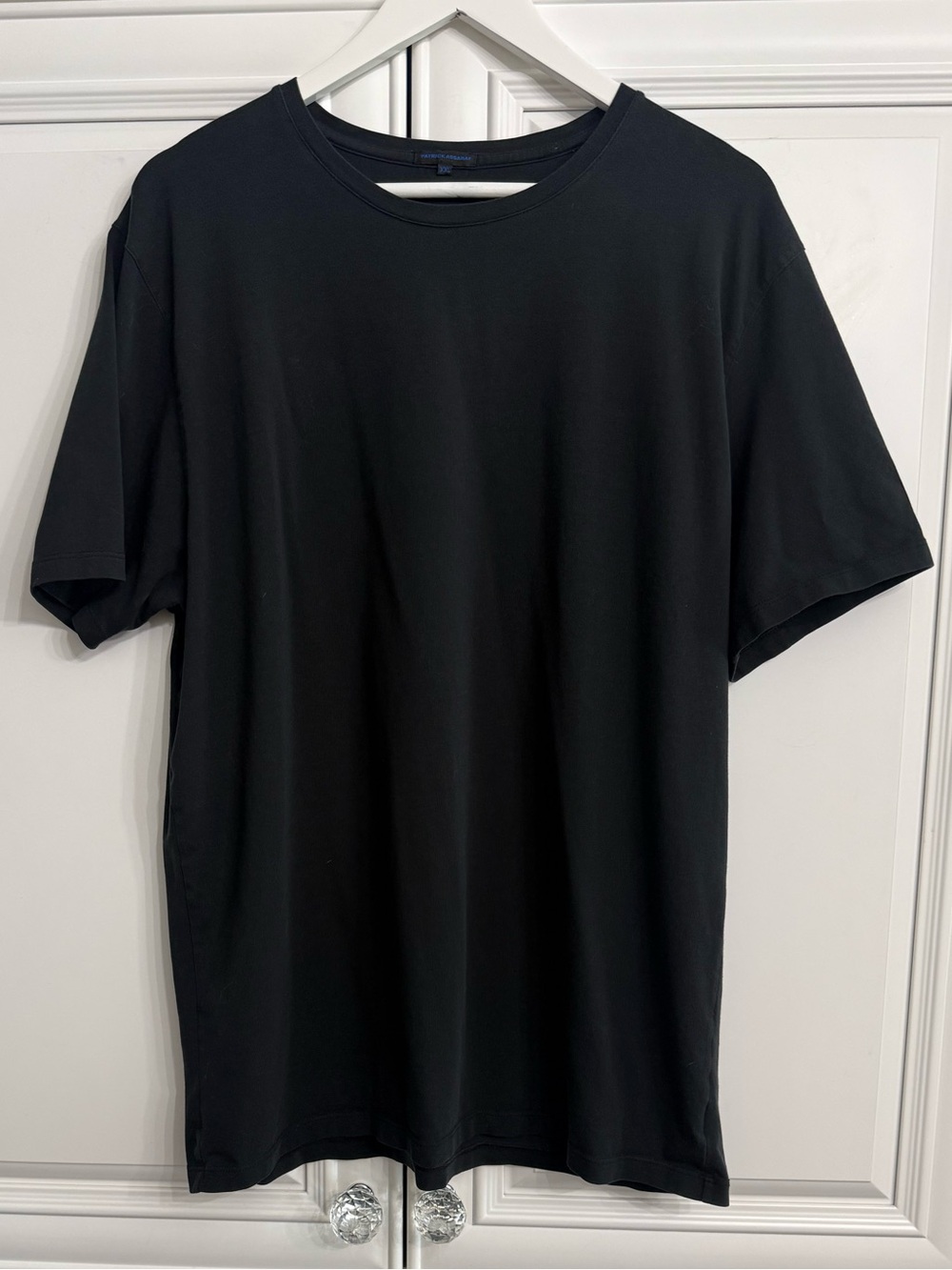 Patrick Assaraf Men's Black Pima Cotton Stretch Brushed T-Shirt Luxury Lagenlook